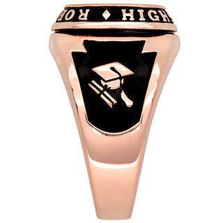 Men's 14K Rose Gold Plated Traditional Cushion Birthstone Class Ring