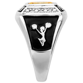 Ladies' Sterling Silver Traditional Birthstone and Diamond Accent Class Ring