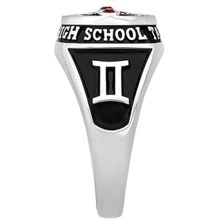 Ladies' Sterling Silver Top Graphic Traditional Birthstone Diamond Accent  Class Ring