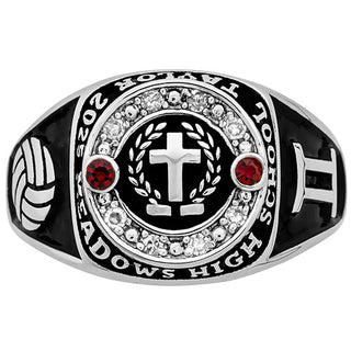 Ladies' Sterling Silver Top Graphic Traditional Birthstone Diamond Accent  Class Ring