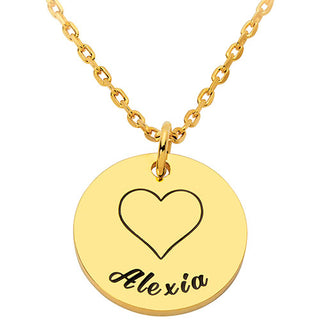 Petite Engraved Name and Heart Disc Necklace