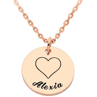 Petite Engraved Name and Heart Disc Necklace
