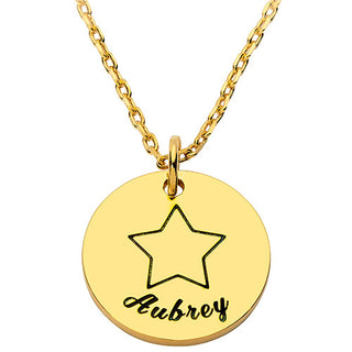 Petite Engraved Name and Star Disc Necklace