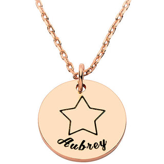 Petite Engraved Name and Star Disc Necklace