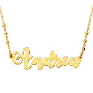 Whimsical Script Name on Beaded Chain Necklace