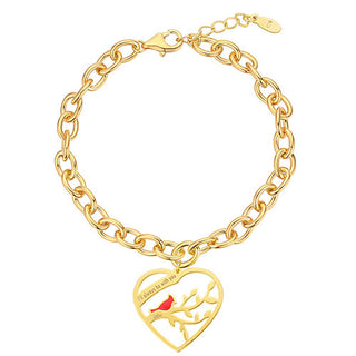 Engraved Memorial Heart with Cardinal Bracelet