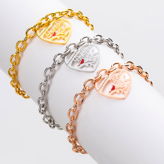 Personalized Memorial Heart with Cardinal Bracelet