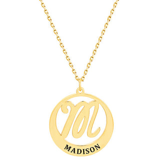Initial and Engraved Name Tapered Disc Necklace
