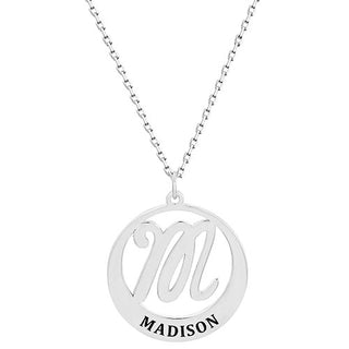 Initial and Engraved Name Tapered Disc Necklace