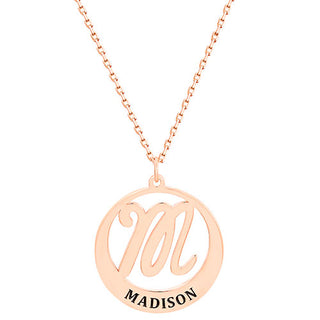 Initial and Engraved Name Tapered Disc Necklace