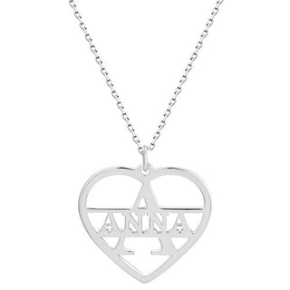 Cutout Initial and Name Heart Necklace