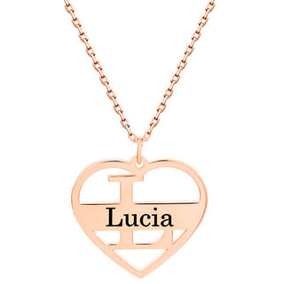 Cutout Initial with Engraved Name Heart Necklace