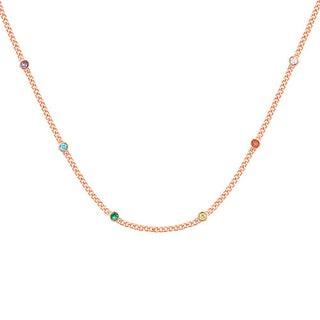 14K Rose Gold Plated Curb Chain with Birthstone Stations Necklace -  2 stones