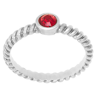 Silver Plated Birthstone with Roped Band Ring