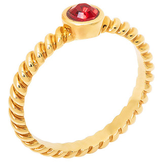 14K Gold Plated Birthstone with Roped Band Ring
