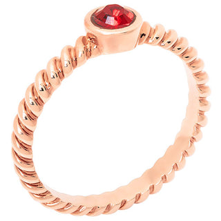14K Rose Gold Plated Birthstone with Roped Band Ring