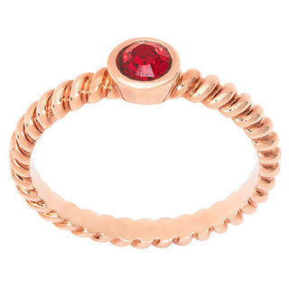 14K Rose Gold Plated Birthstone with Roped Band Ring