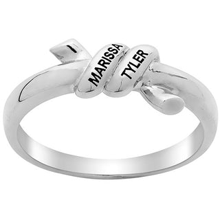 Silver Plated Engraved Knot Ring