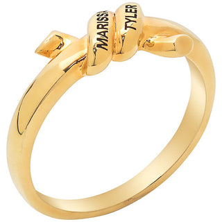 14K Gold Plated Engraved Knot Ring