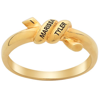 14K Gold Plated Engraved Knot Ring