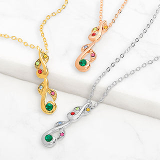 Sterling Silver Swirl Birthstone Necklace