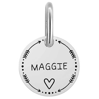 Stainless Steel Personalized Engraved Disc with Heart Pet Tag