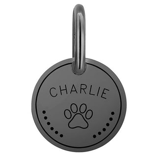 Stainless Steel Personalized Engraved Disc with Paw-Print Pet Tag