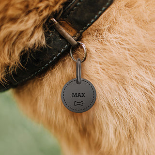 Stainless Steel Personalized Engraved Disc with Bone Pet Tag