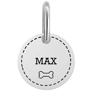 Stainless Steel Personalized Engraved Disc with Bone Pet Tag