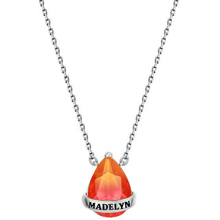 Personalized Banner Iridescent Crystal Teardrop Necklace