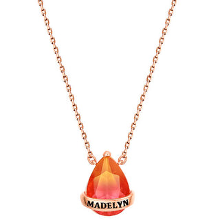 Personalized Banner Iridescent Crystal Teardrop Necklace