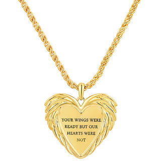 Memorial Angel Wings Personalized Message Necklace