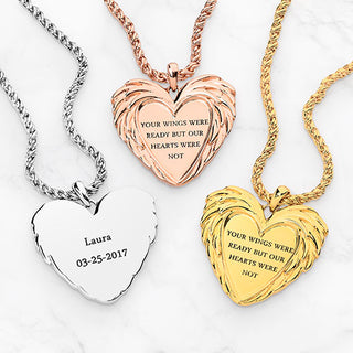 Memorial Angel Wings Personalized Message Necklace