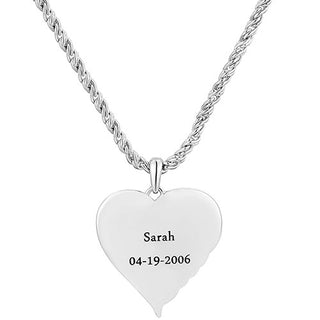 Memorial Angel Single Wing Personalized Necklace