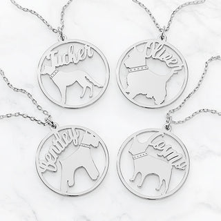Silver Plated Personalized Dog Breed Silhouette Necklace