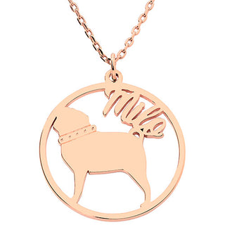 14K Rose Gold Plated Personalized Dog Breed Silhouette Necklace