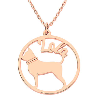 14K Rose Gold Plated Personalized Dog Breed Silhouette Necklace
