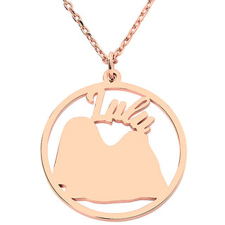 14K Rose Gold Plated Personalized Dog Breed Silhouette Necklace