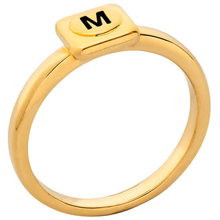 14K Gold Plated Cube Initial Petite Ring