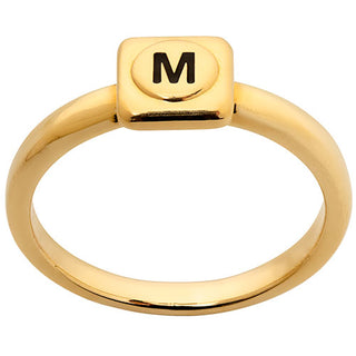 14K Gold Plated Cube Initial Petite Ring