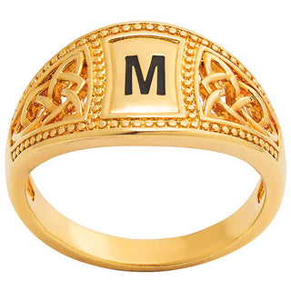 14K Gold Plated Trinity Filigree Initial Ring
