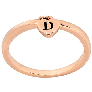 14K Rose Gold Plated Stackable Initial Heart Charm Ring