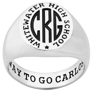 Men's Sterling Silver Monogram Signet Class Ring