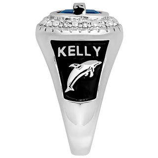 Ladies' Sterling Silver Diamond Halo Personalized Top Class Ring