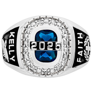 Ladies' Sterling Silver Diamond Halo Personalized Top Class Ring
