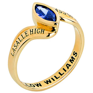 Gold over Sterling Women's Bypass Marquise Birthstone Fashion Class Ring