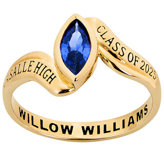Gold over Sterling Women's Bypass Marquise Birthstone Fashion Class Ring