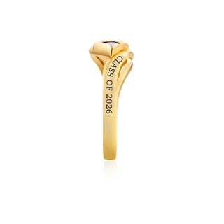 Gold over Sterling Women's Bypass Princess Cut Birthstone Fashion Class Ring