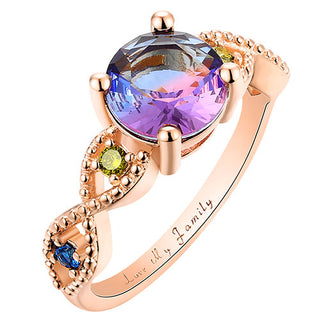 14K Rose Gold Plated Iridescent Stone Infinity Birthstone Ring