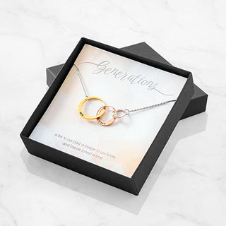 Tricolor Engraved Generations Interlocking Circles Necklace